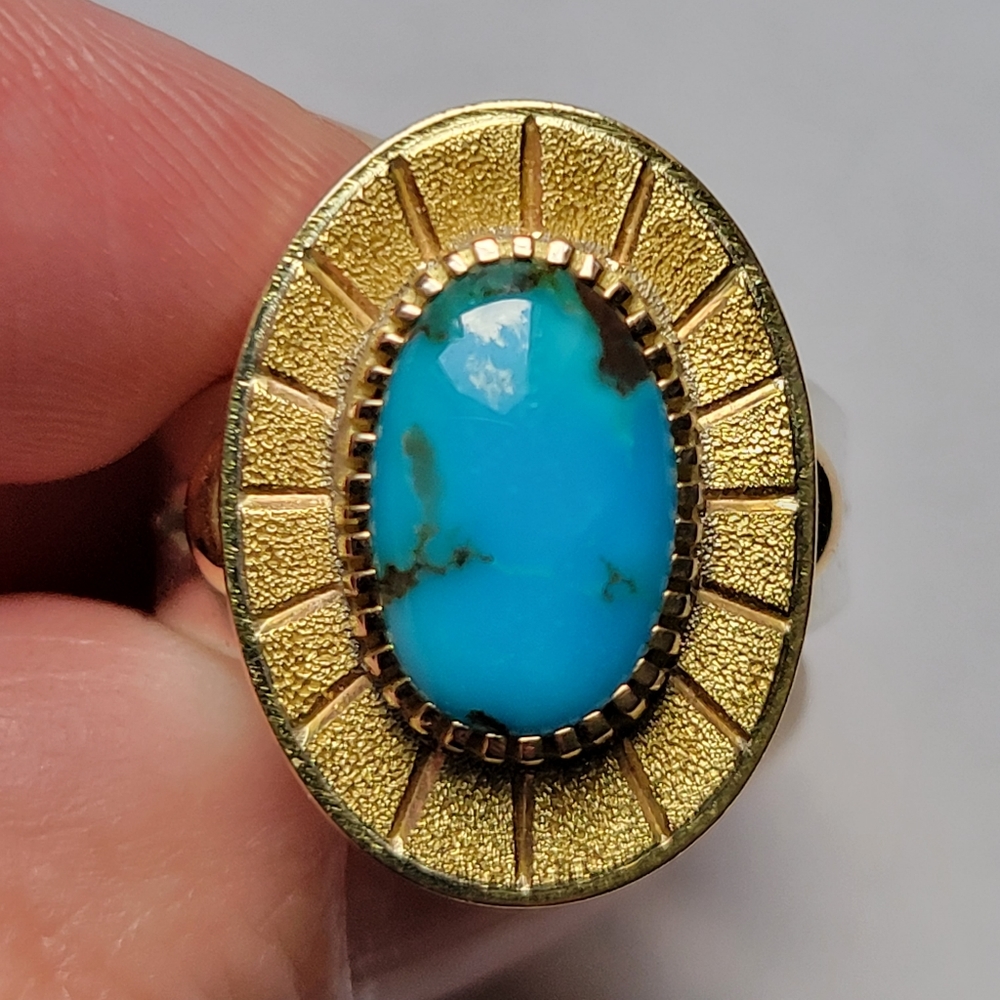 14k gold and sterling turquoise ring